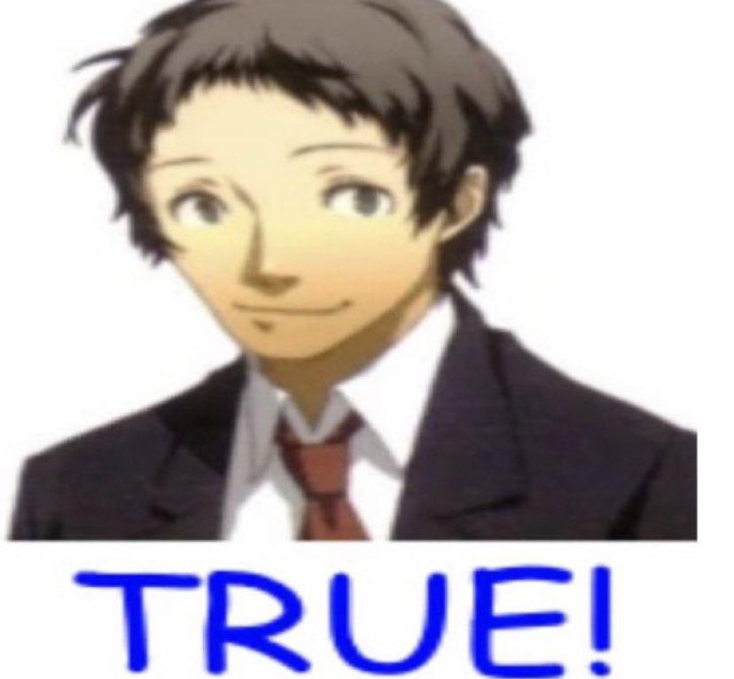 meme of adachi with font underneath saying TRUE