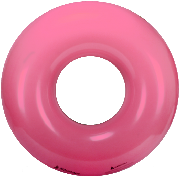 A circular pink inflatable tube.